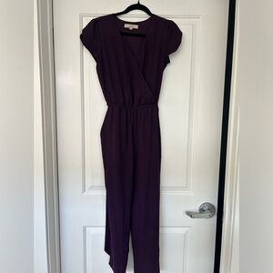 Loft V-neck Belted Jumpsuit
